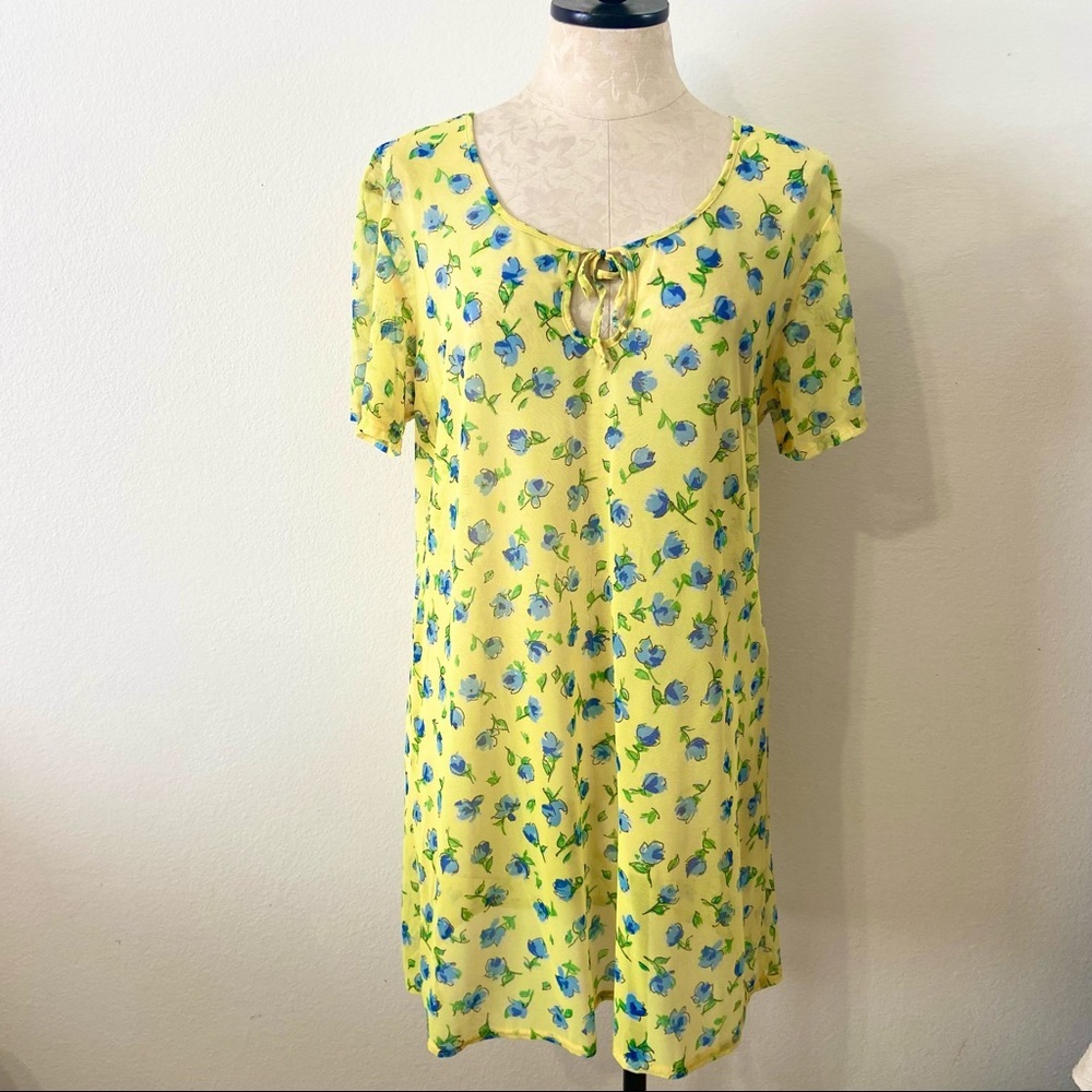 Vintage 80’s Floral Sheer Swimsuit Cover Up Dress Cole Of California